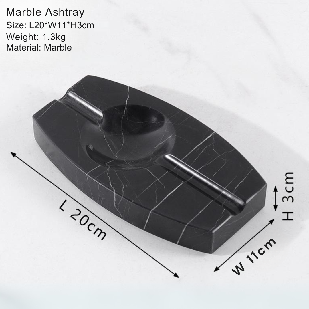 Luxe marmeren asbak – 1.3kg massief steen met met de hand gesneden kanalen