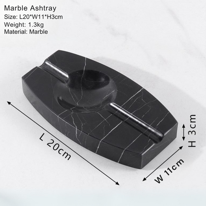Luxe marmeren asbak – 1.3kg massief steen met met de hand gesneden kanalen