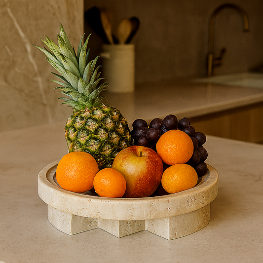 Vena Travertin Fruittray – Massief Gesneden Steen