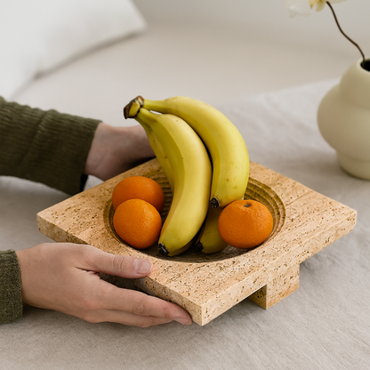 Vena Travertin Fruittray – Massief Gesneden Steen