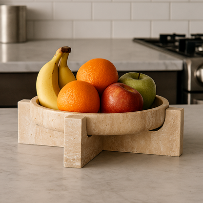 Aurum Travertin Fruit Tray – Massief stenen middelpunt