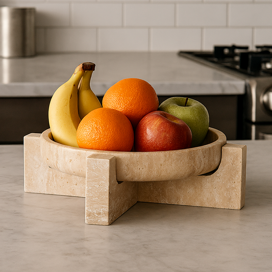 Aurum Travertin Fruit Tray – Massief stenen middelpunt