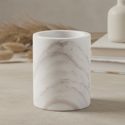 Solenne marmeren opbergbeker – massief stenen organizer