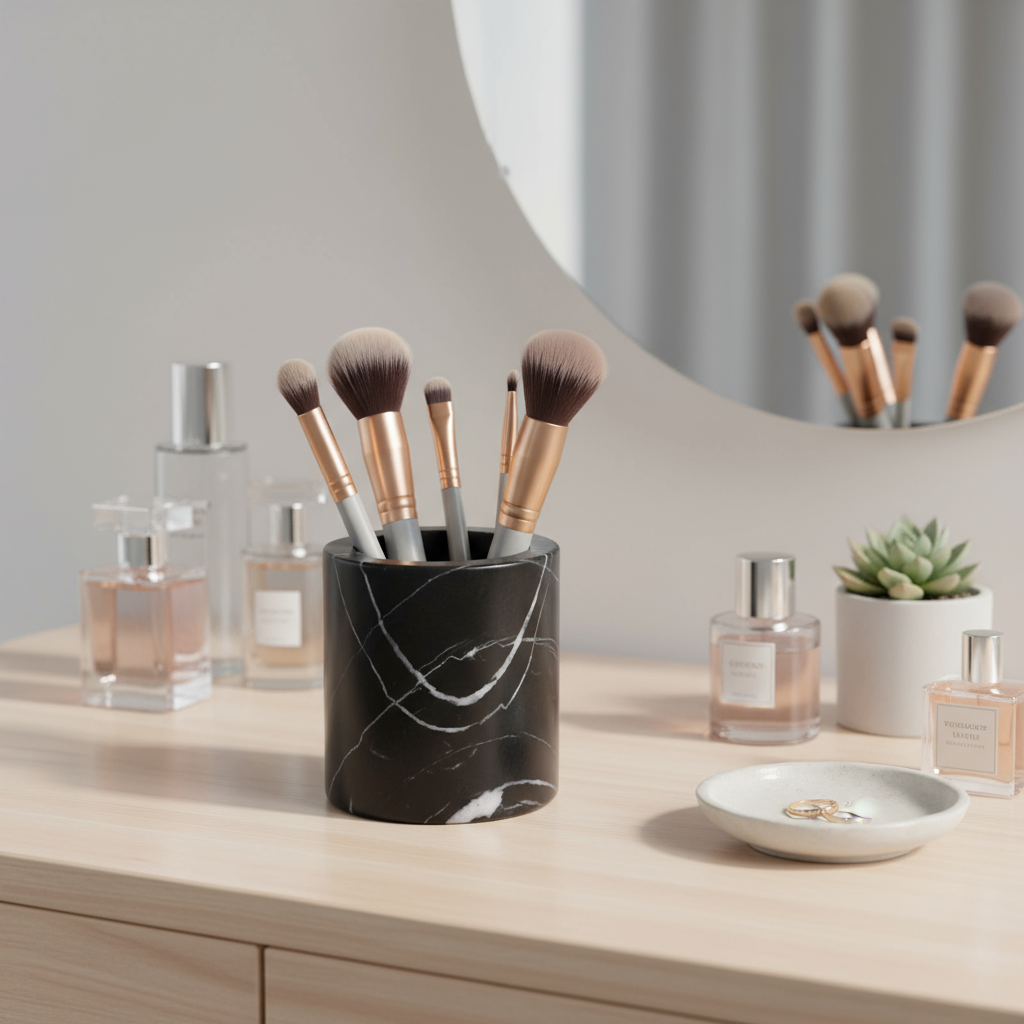 Solenne marmeren opbergbeker – massief stenen organizer