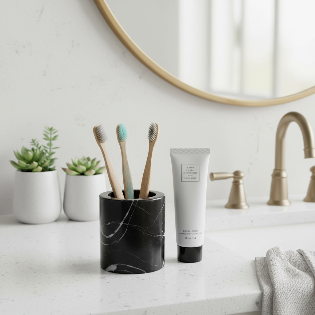 Solenne marmeren opbergbeker – massief stenen organizer