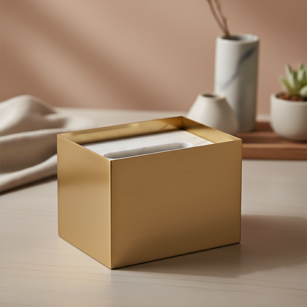Veyra marmeren en metalen tissuebox