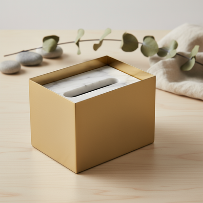 Veyra marmeren en metalen tissuebox