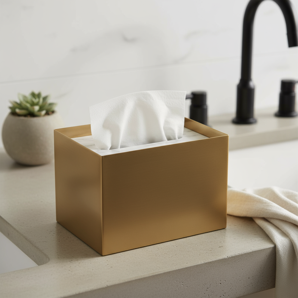Veyra marmeren en metalen tissuebox