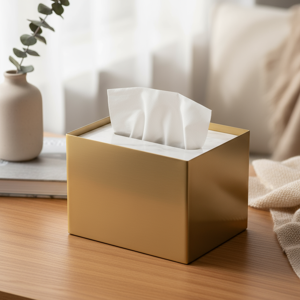 Veyra marmeren en metalen tissuebox