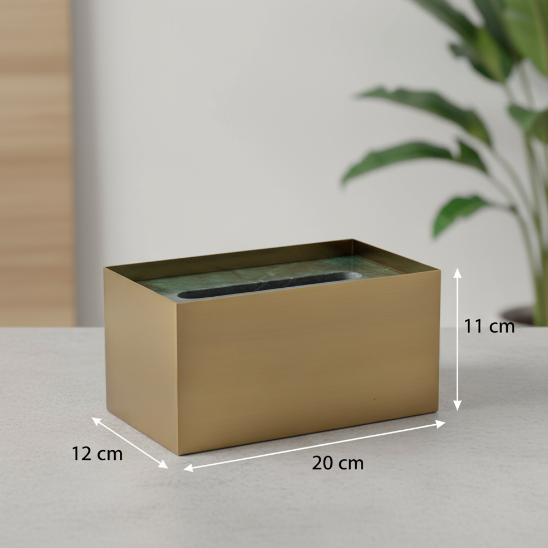 Cavere marmeren en metalen tissuebox