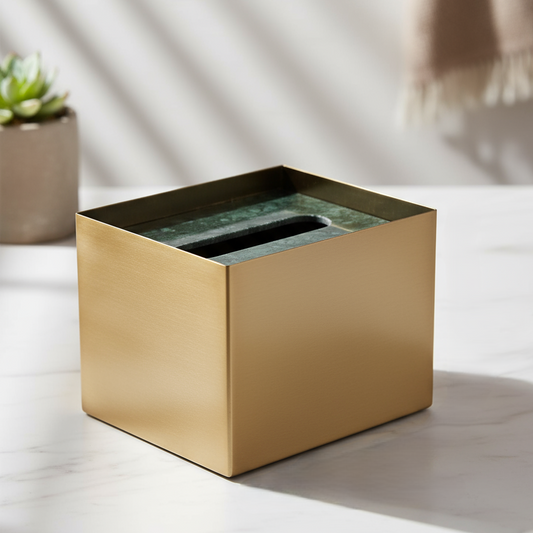 Veyra marmeren en metalen tissuebox