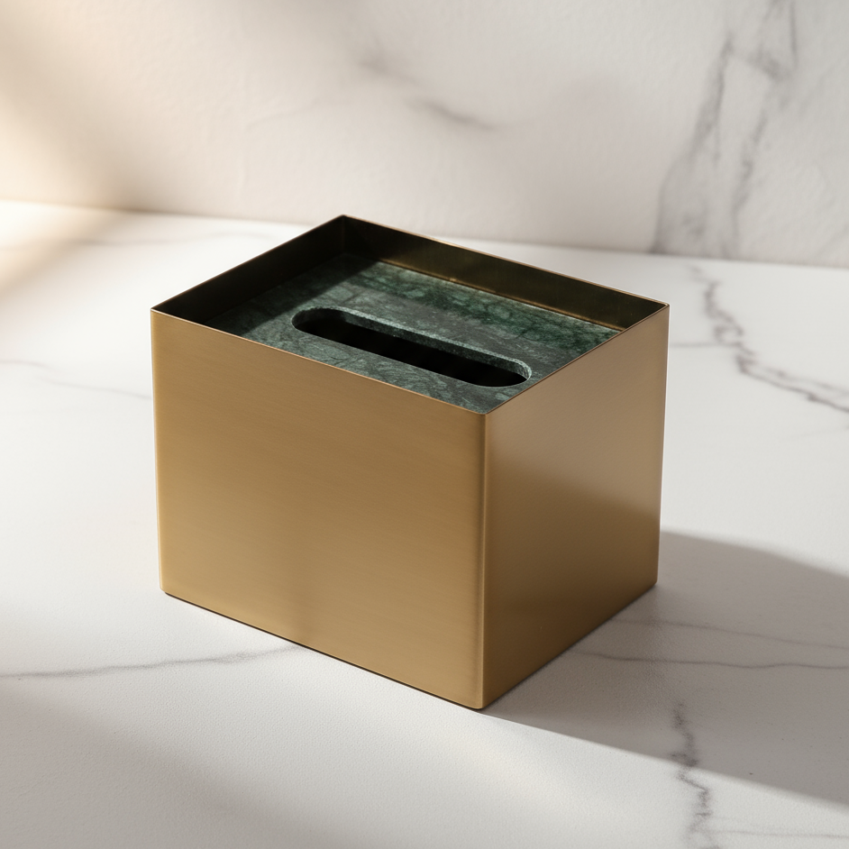 Veyra marmeren en metalen tissuebox