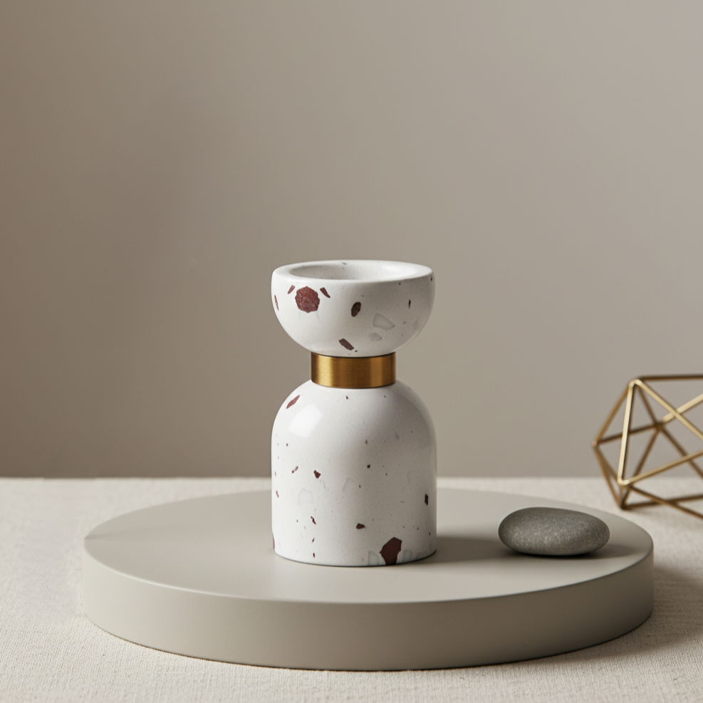 Luna Terrazzo Marmeren Kandelaar