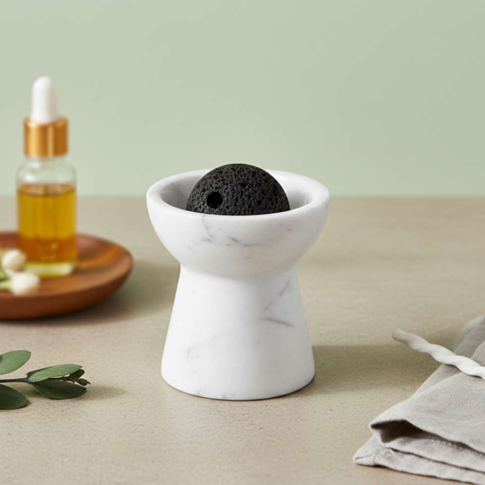 Solora Marmeren Aromatherapie Kop – Massieve Steen met Lavakern