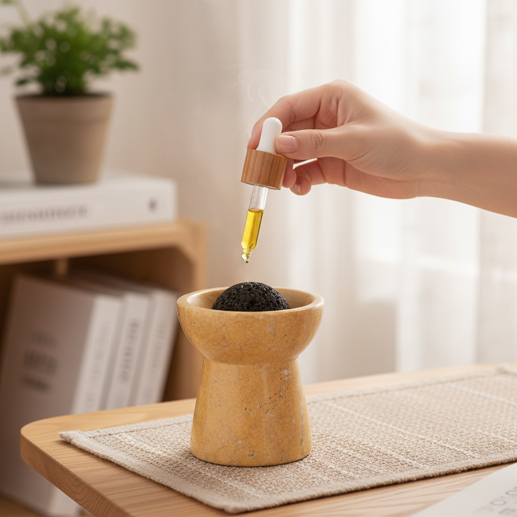 Solora Marmeren Aromatherapie Kop – Massieve Steen met Lavakern