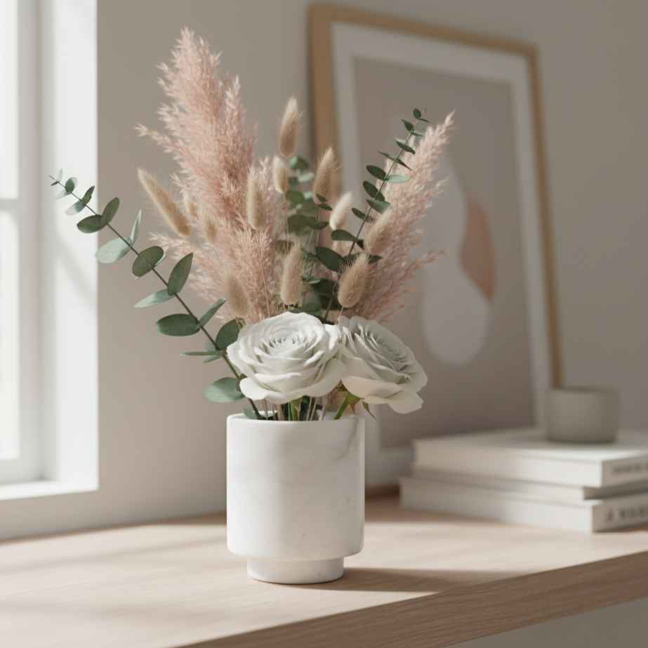 Lunara marmeren vaas – cilindrisch decoratief accent
