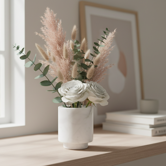 Lunara marmeren vaas – cilindrisch decoratief accent