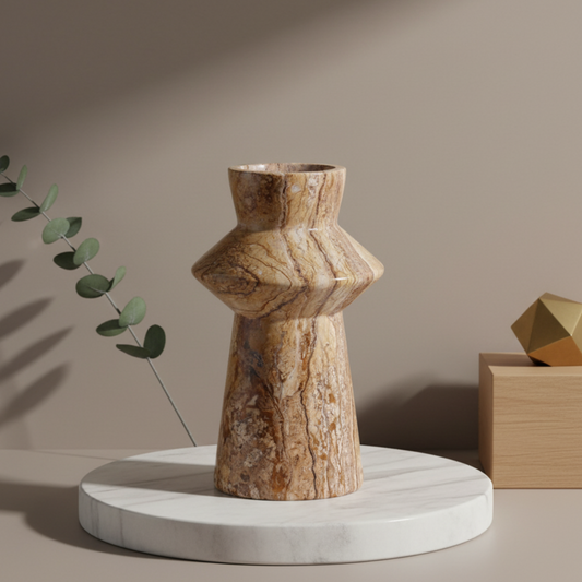 Terranova marmeren vaas – geometrisch ambachtelijk ontwerp