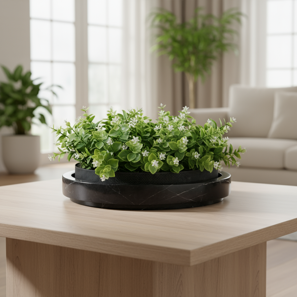 Solaro marmeren stenen plantenbak met metalen accent - 35 × 7 cm