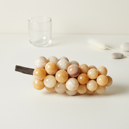 Ambachtelijk marmeren druivencluster ornament – 1.2kg massief stenen decoratief accent