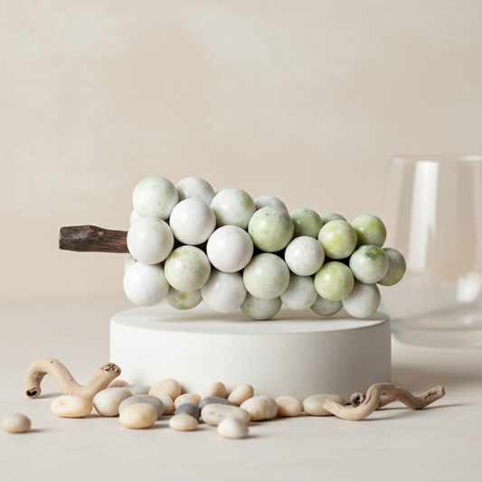 Ambachtelijk marmeren druivencluster ornament – 1.2kg massief stenen decoratief accent