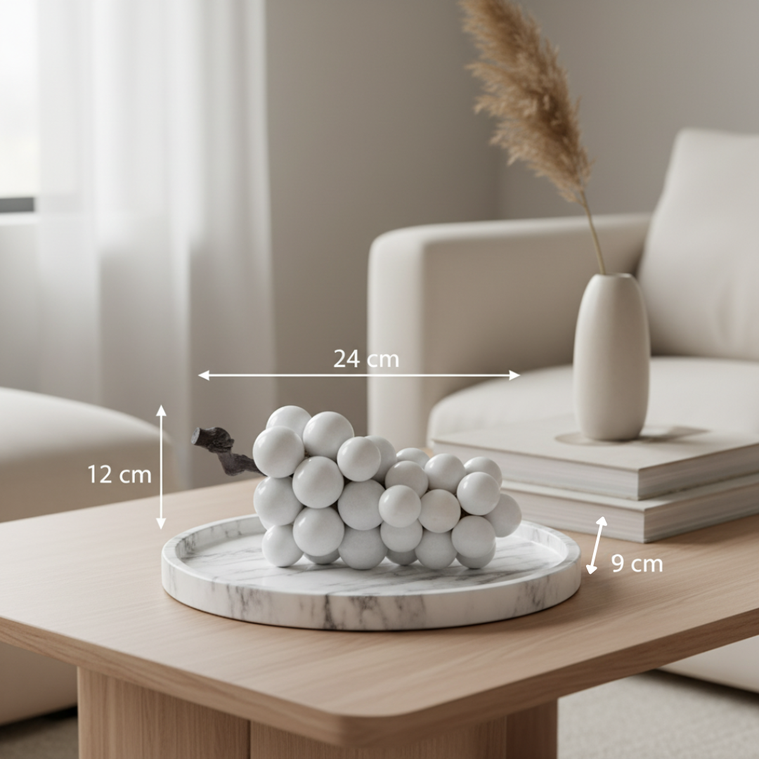Capri marmeren druivenornament – 2kg massief stenen decoratief accent