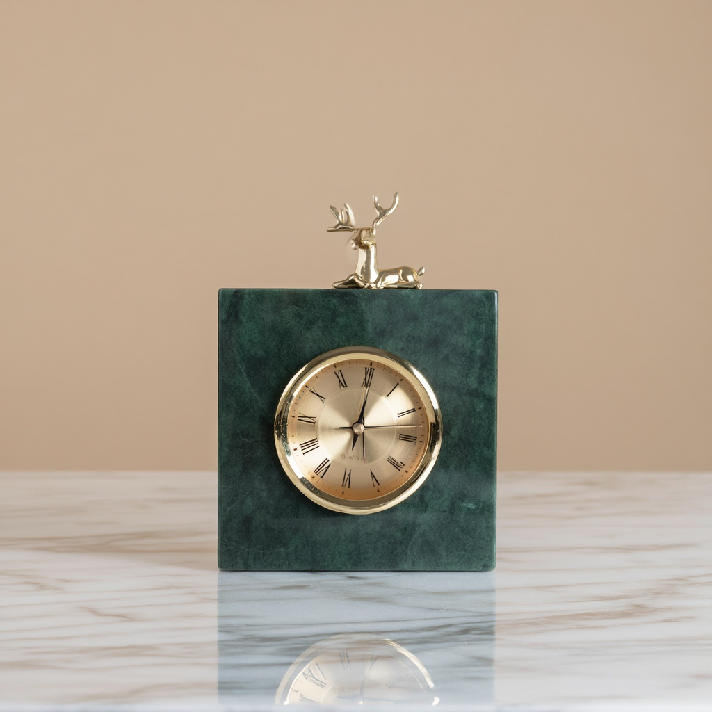 Heritage groene marmeren bureauklok