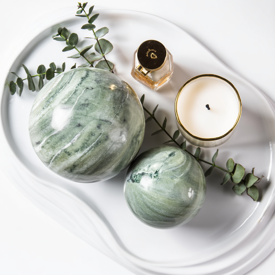 Lunaris marmeren bol – massief stenen decoratieve bal