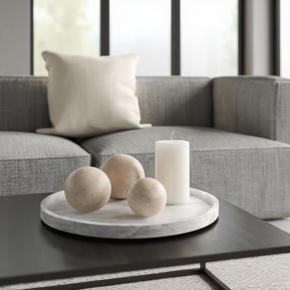 Tijdloze Marmeren Bol – Massieve Steen Decoratieve Sfeer