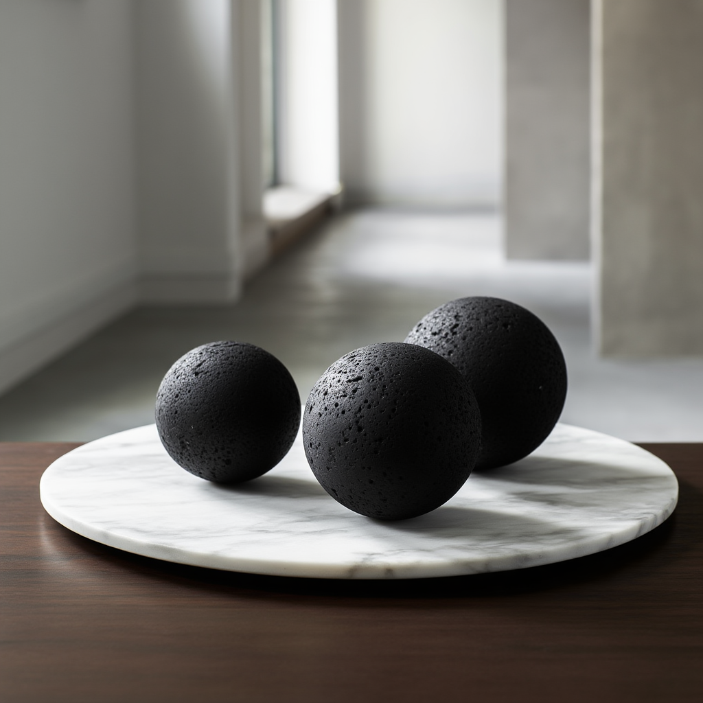 Tijdloze Marmeren Bol – Massieve Steen Decoratieve Sfeer