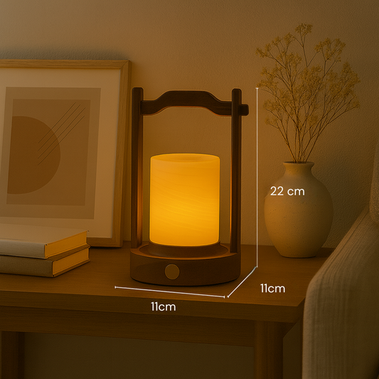 Arden marmeren lantaarnlamp – massief steen met houten frame