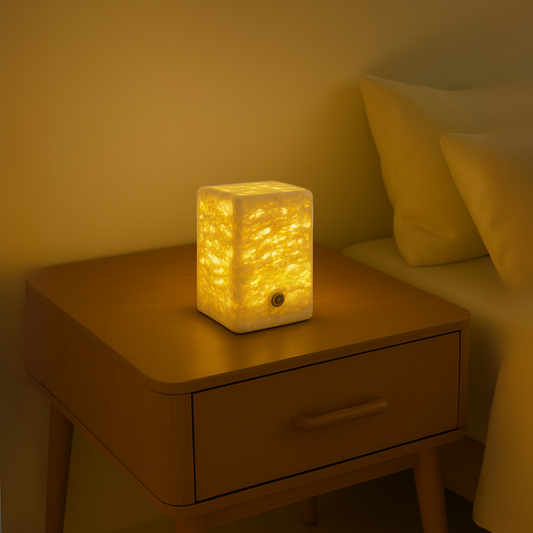 Luma Marmeren Kubus Lamp – Massief Steen Sfeerverlichting