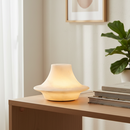 Oria Marmer Gloed Lamp – Massief Steen met Sculpturaal Ontwerp